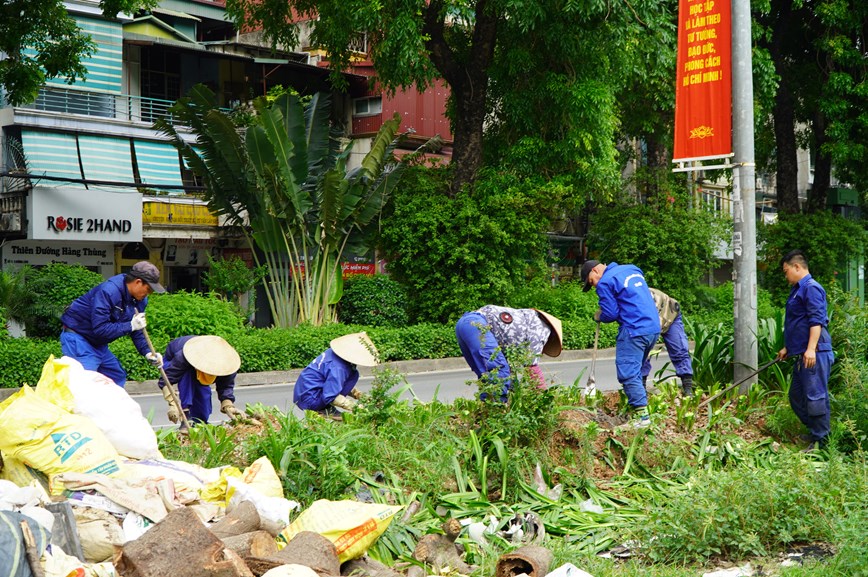 Người đi lại thưa thớt, rác thải ngổn ngang trên đường dành riêng cho xe đạp tại Hà Nội